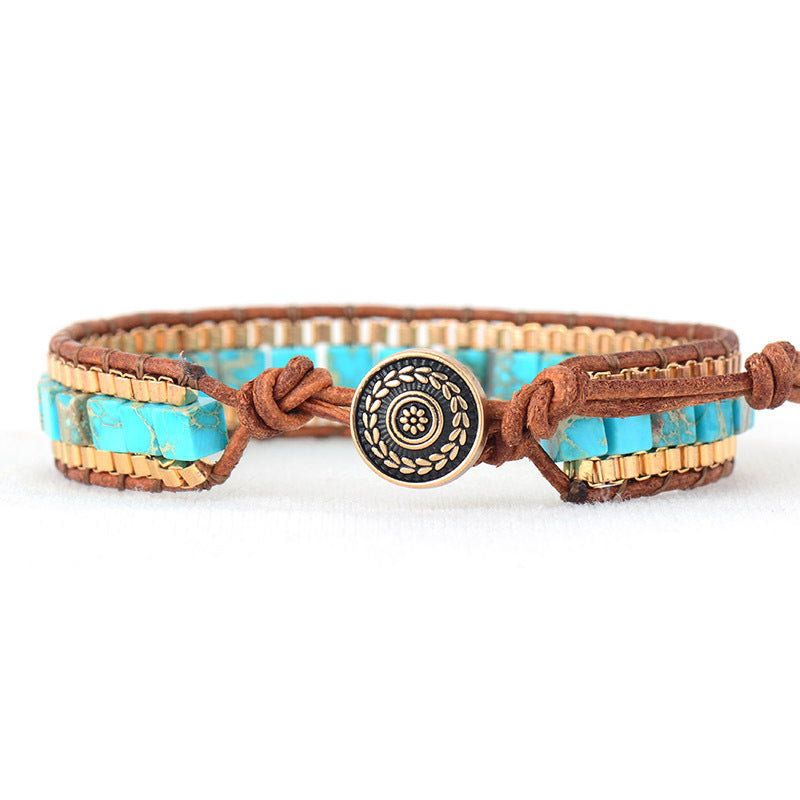 Imperial Stone Handwoven Leather Bracelet Limited Edition