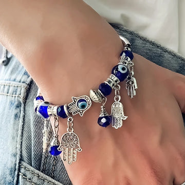 Our Brand Elite Evil Eye Bracelet Rose Shell Crystal Beads