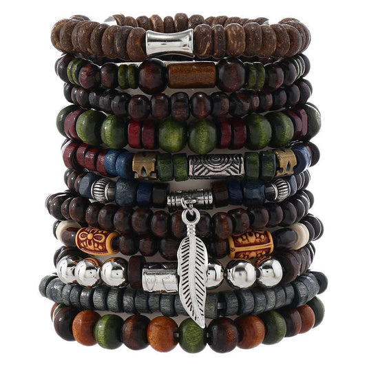 Brand Exclusive Bohemian Retro Wooden Bead Bracelet Set