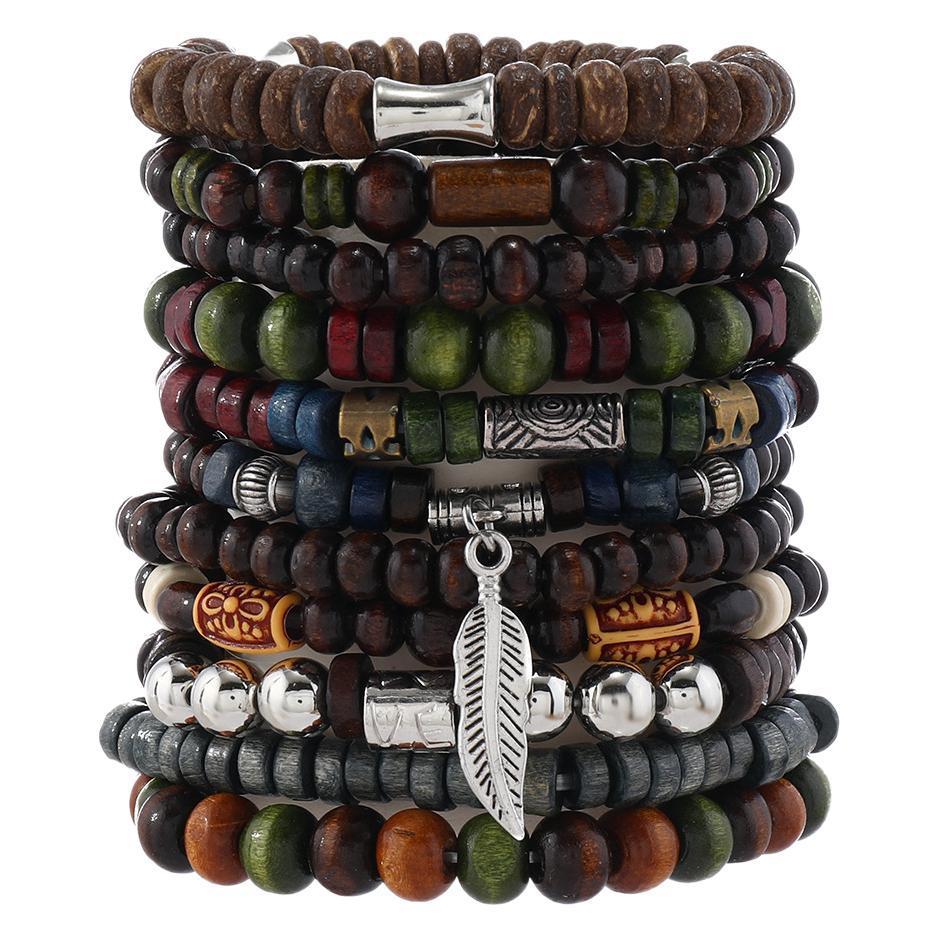 Brand Exclusive Bohemian Retro Wooden Bead Bracelet Set