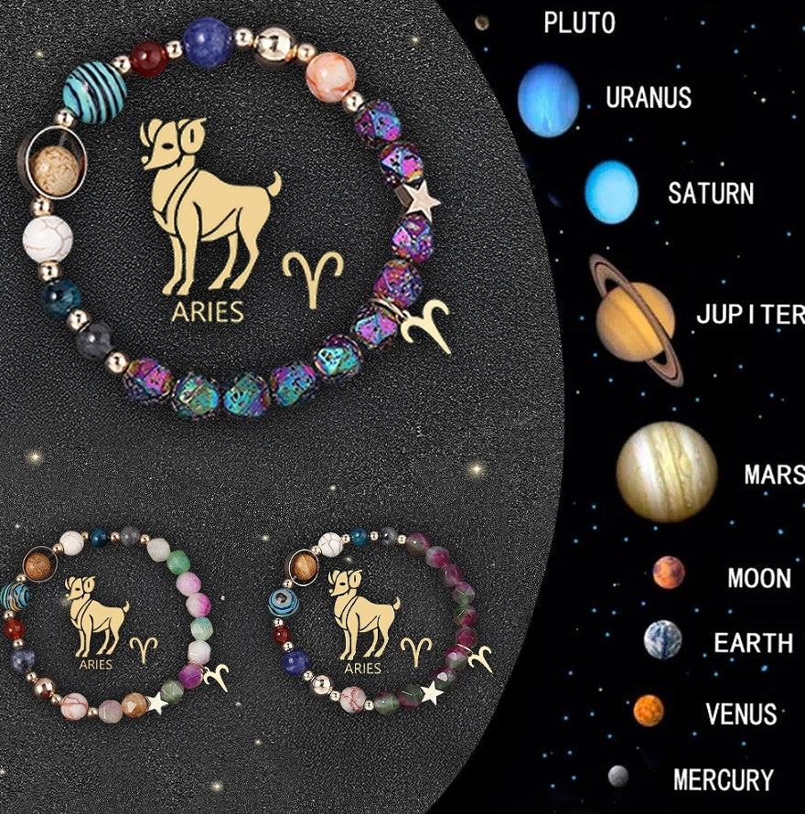 Crystal Stone Zodiac Sign Bracelet