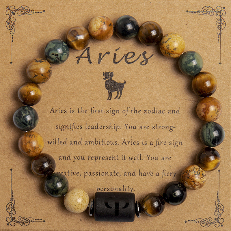 European Tigereye Beaded Bracelet Zodiac Constellations Fans