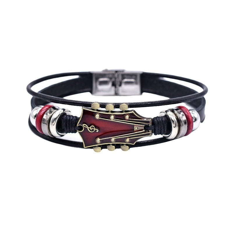 European Leather Bracelet Zinc Alloy Music Guitar Exclusive