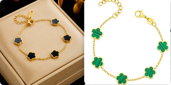 Brand Gold Bracelet Elite Floral Green Drop Gum Motif