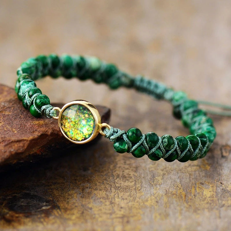 Premium Woven Bracelet Inlaid Gem Beads for Office Ladies