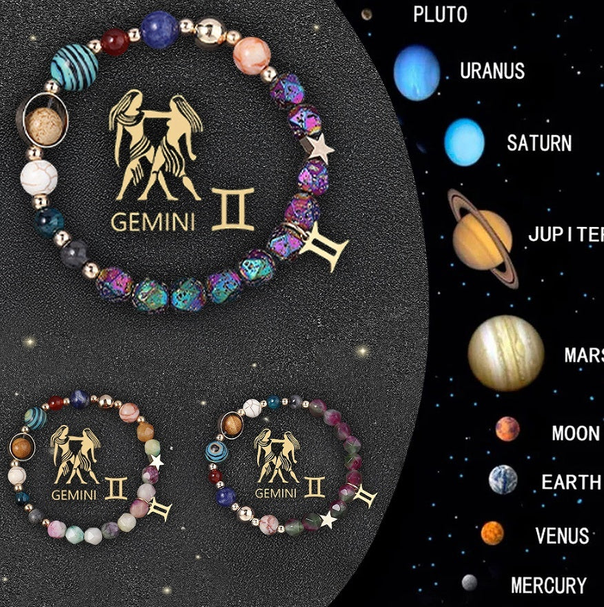 Crystal Stone Zodiac Sign Bracelet