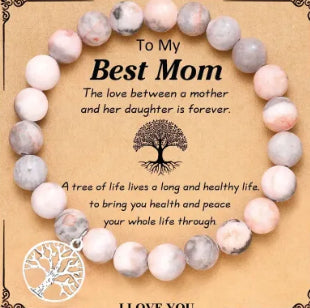 Fashion Natural Stone Pinkred Zebra Tree Of Life Gifts Big Little Sister Bracelet Birthday Jewelry Girls Braclet Gifta For Girl Boy