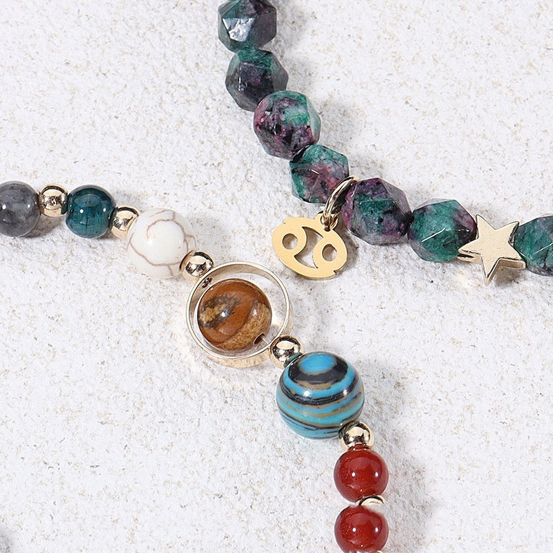 Natural Stone Twelve Constellations Bracelets Cut Hemp Stone Fashion