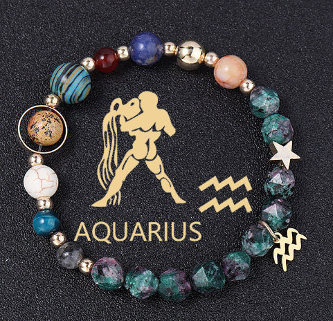 Natural Stone Twelve Constellations Bracelets Cut Hemp Stone Fashion