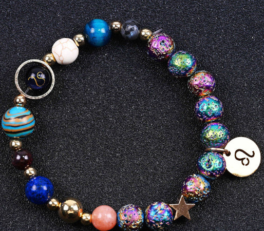 Blue San Colorful Volcanic Rock Twelve Constellations Bracelets