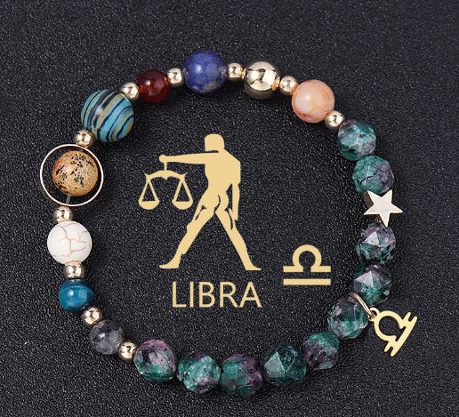 Natural Stone Twelve Constellations Bracelets Cut Hemp Stone Fashion